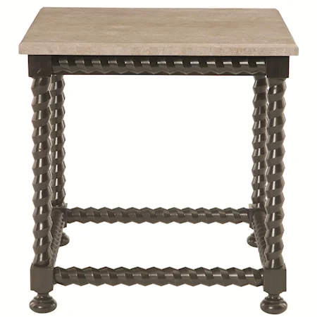 Square End Table with Travertine Stone Top